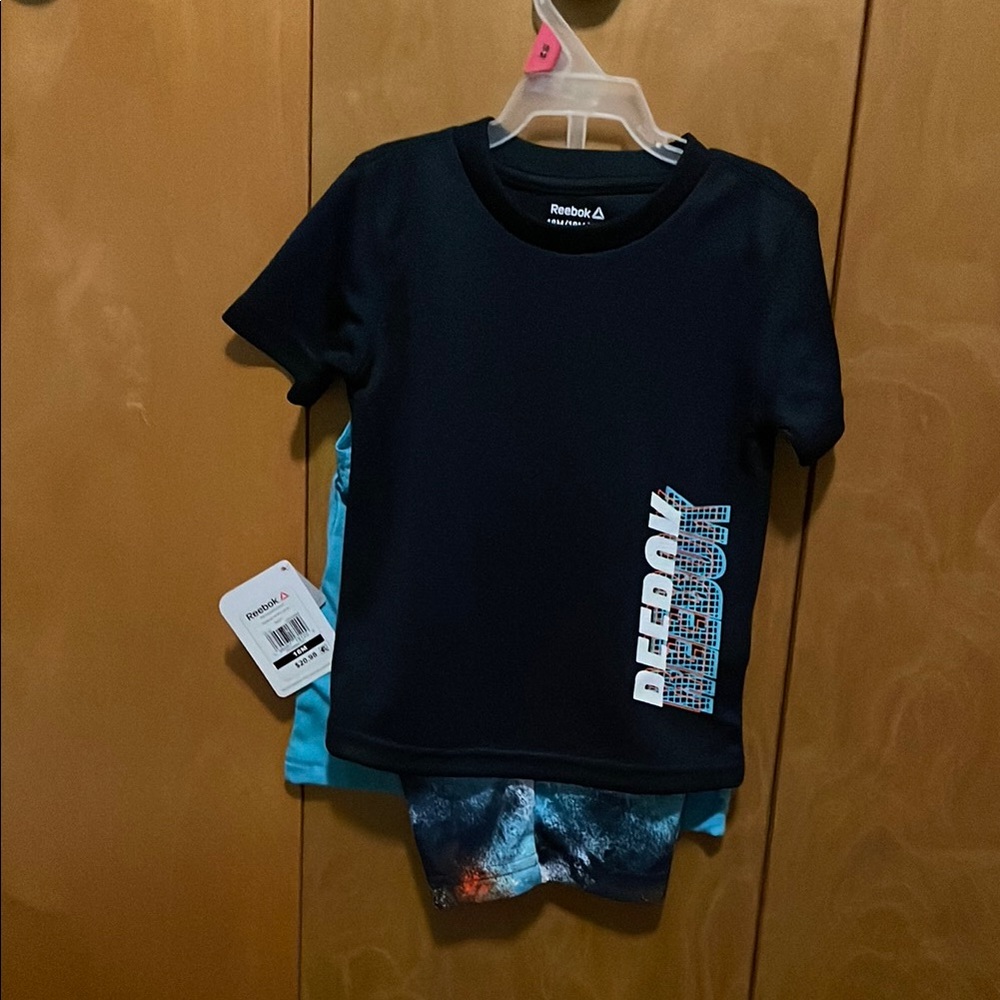 Reebok Black Tee and Blue Shorts Set